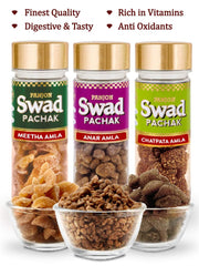 Panjon Swad Meetha Amla, Chatpata Amla & Anar Amla Mukhwas 330gm, (110gm *3 Bottles)