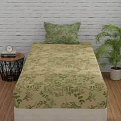 Cotton Single Bedsheets With 1 Pillow Covers - 55 X 88 Inches, Light Green | Ideal For House - Bedroom, Guest Room, Perfect Gift For Festivals