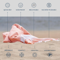 Lane Linen Large Pool Xl Beach Towel 699 Gsm | Pre-Washed, No Shrink, Quick Dry Oversized Beach Towels - Quartz Pink (2 Pack)