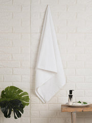 Spaces 100% Cotton Large Bath Towel 400 Gsm | For Men & Women Super Absorbent, Quick Dry, Ultra Soft Dobby Solid Design Towels Large Size (White)