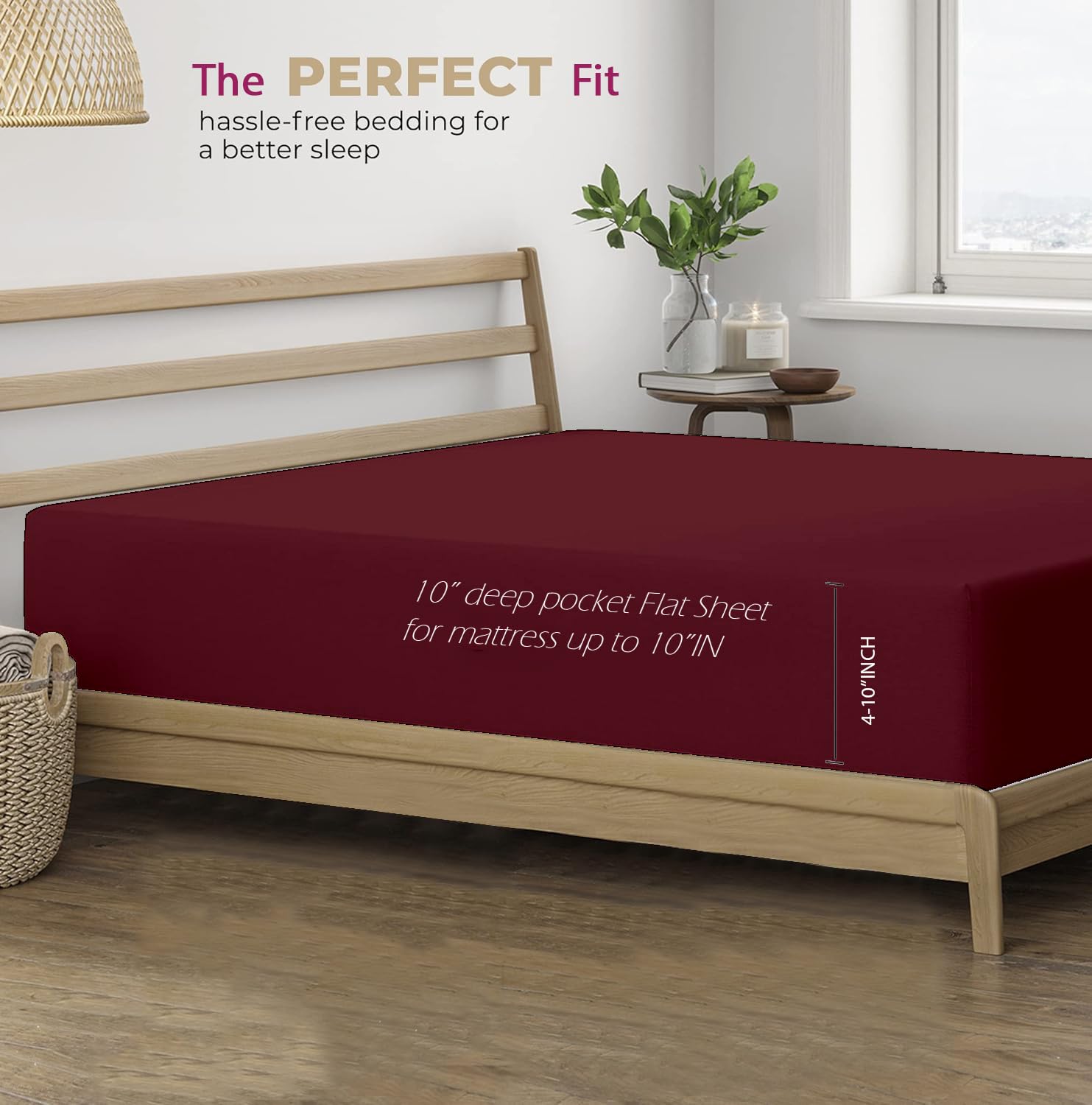 100% Cotton Plain King Size Bedsheet With 2 Pillow Covers | 108 X 108 Inches, Maroon | Breathable & Skin Friendly - Soft & Durable For Everyday Use & Bedroom