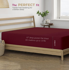 100% Cotton Plain King Size Bedsheet With 2 Pillow Covers | 108 X 108 Inches, Maroon | Breathable & Skin Friendly - Soft & Durable For Everyday Use & Bedroom