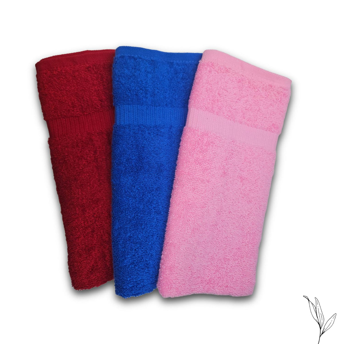 Nive Home Linens 100% Cotton Hand Towel 600 Gsm | Ultra Soft, Thick & Super Absorbent, Quick Dry Hand Towel (Red, Blue & Pink) - 3 Pcs