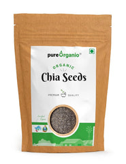 Pure Organio Organic Chia Seeds Npop Indian Organic Certified - High Fiber Seeds For Eating, Rich In Omega-3, Protein & Antioxidants, Sabja Seeds For Smoothies | 500gm 1.1lbs