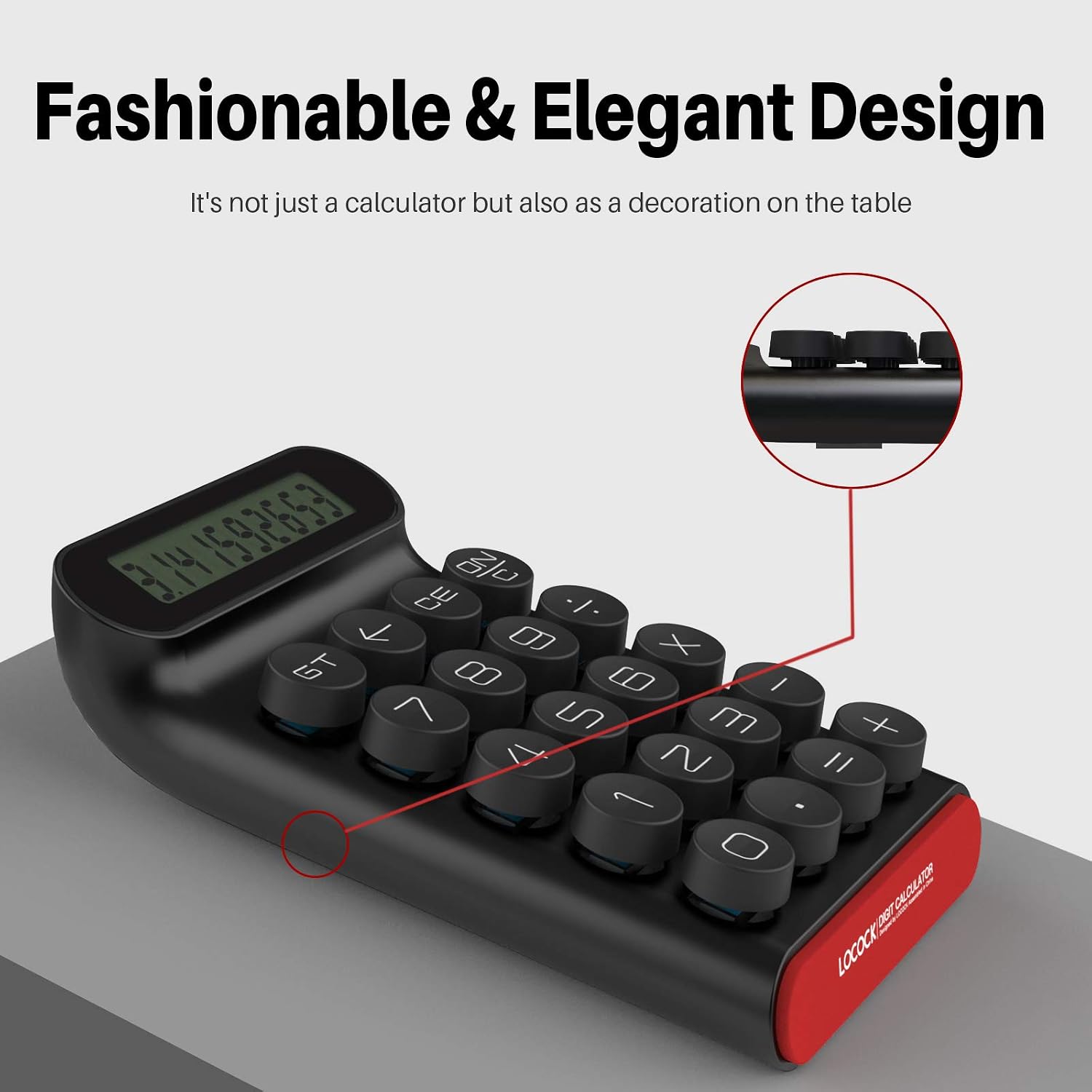 Mechanical Switch Calculator, Handheld For Daily And Basic Office,10 Digit Large LCD Display (Black)