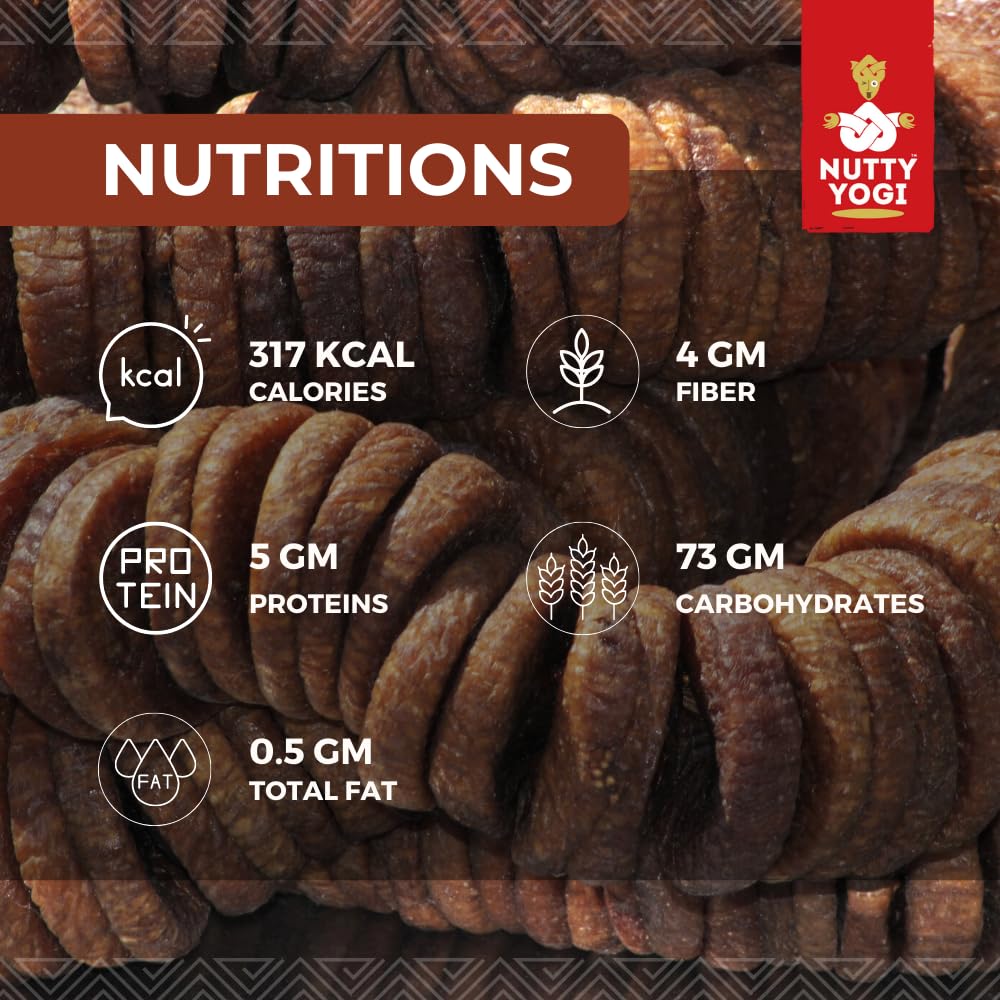 Natural Premium Dried Afghani Anjeer Dried Figs By Nutty Yogi 400gm, | Rich Source Of Fibre Calcium & Iron | Low In Calories Fat Free Anjeer Jar Pack | 14.1 Ounce