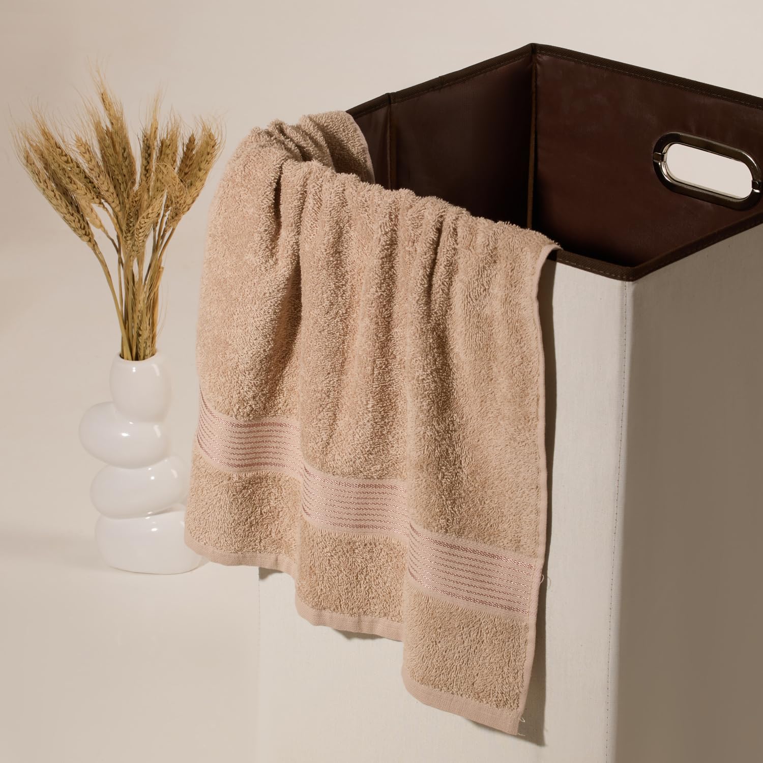 Kopa Quick Dry 100% Cotton Soft Terry Bath Towel 380 Gsm | Quick Dry 100% Cotton Super Absorbent, Lightweight (D'Ross) Bath Towel (Taupe)