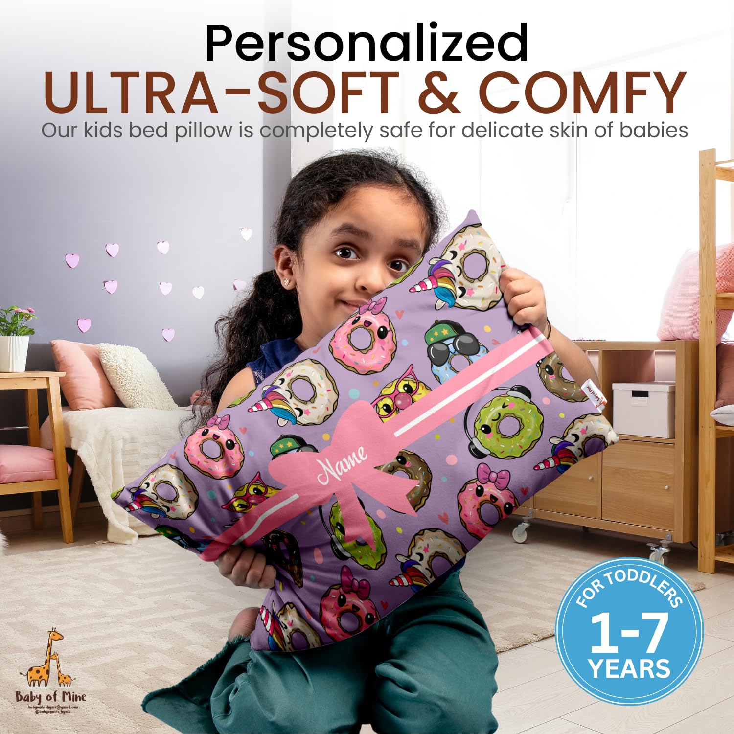 Personalized Pillow For Kids, Super Soft Cotton Kids Cushion - 12 X 18 Inches | Custom Name, For 5 Years Old Kids, Adorable Prints | For Head, Neck Support Baby Pillow - Pillow 08