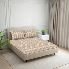 Double Bedsheet For Queen Size 2 Matching Pillow Cover - 88 X 100 Inches, Beige | Durable & Long Lasting Wrinkle Resistant Fabric - Skin Safe & Super Soft