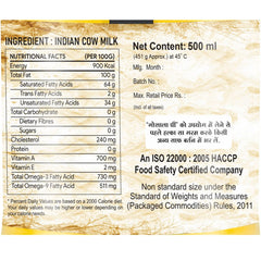 Organic A2 Gir Cow'S Ghee By Goshala | Rich In Vitamin A & Healthy Nutrients Desi Ghee Perfect For Improve Digestion | (500ml) 16.9 Ounce | Jar Pack