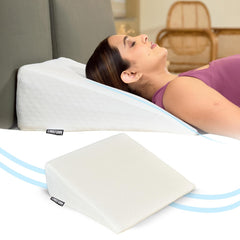 Wedge Pillow Memory Foam For Back Support, White, Wedge Medium Size - 20 X 20 X 7 Inch | Wedge Cushion Pillow, Acid Reflux, Snoring, Gerd, Leg Elevation, Pregnancy, Washable Cover