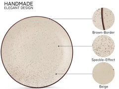 Ceramic Hand Glazed Stoneware Large Dinner Plates Set Of 4 - 10.6 Inch, Beige Speckled | Microwave Safe & Dishwasher Safe – Handcrafted Dinner Plates