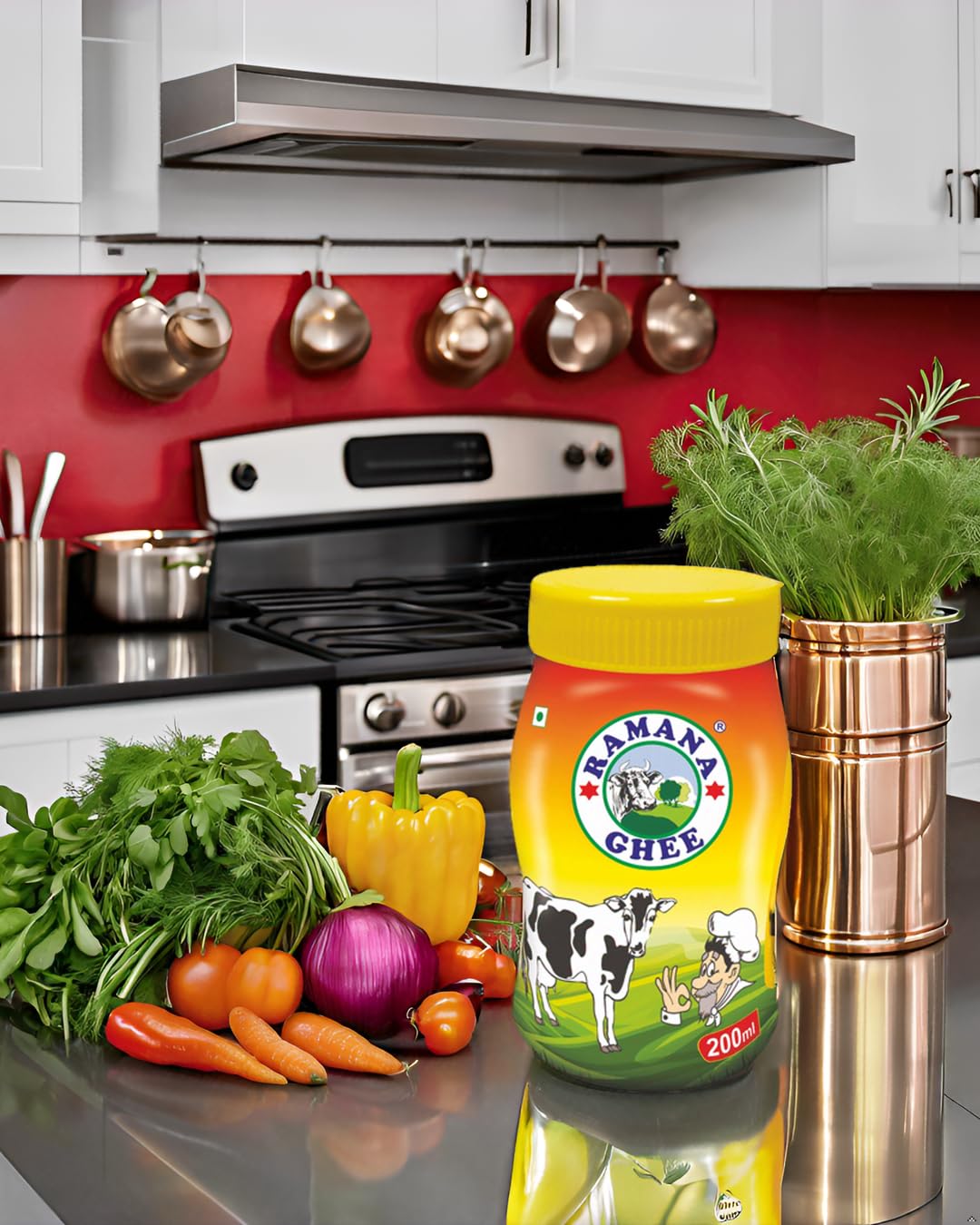 Organic Indian Cow Ghee By Ramana Ghee | Highly Nutritious Pure Traditional Ghee Perfect For Bakes Cookies | 2.5 Litre (500ml * 5) 84.5 Ounce | Jar Pack