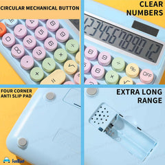 Funblast Calculator 12 Digit Extra Large 5-inch LCD Display, Big Buttons Easy To Press Use As Office, School & Home Calculators Desktop, 15° Tilt Screen For Kids Calculator (Blue)
