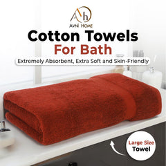 Avni Home Cotton Bath Towels 500 Gsm | Towels For Bath Large Size Extra Soft & Absorbent Bath Towel For Men & Women (Rust)