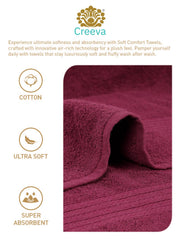Creeva Classic Bath Towel 1000 Gsm (Wine & Royal Blue) - Set Of 2