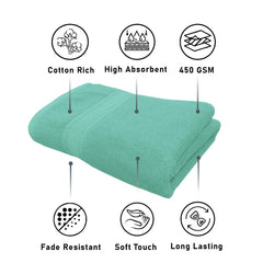 Luxe Home Cotton Bath Towel 450 Gsm | Quick Dry Large Size Bathroom Towels For Men & Women, Home, Kitchen, Gym, Spa (Aqua)