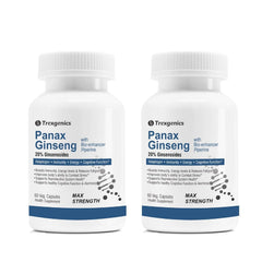 Trexgenics Panax Red Korean Ginseng 20% Ginesenosides 500mg Premium With Bio Enhancer Piperine 5mg Adaptogen, Immunity, Energy, Cognitive Function | 60 Veg Capsules 100gm 0.2lbs Each Pack Of 2