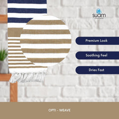 Suam Suntails Lightweight 100% Cotton Bath Towel 400 Gsm (Sandal -Dark Blue & Dark Blue - Orange, Suntails Towel, Cotton, Standard, 2, Af-Bt) - Pack Of 2