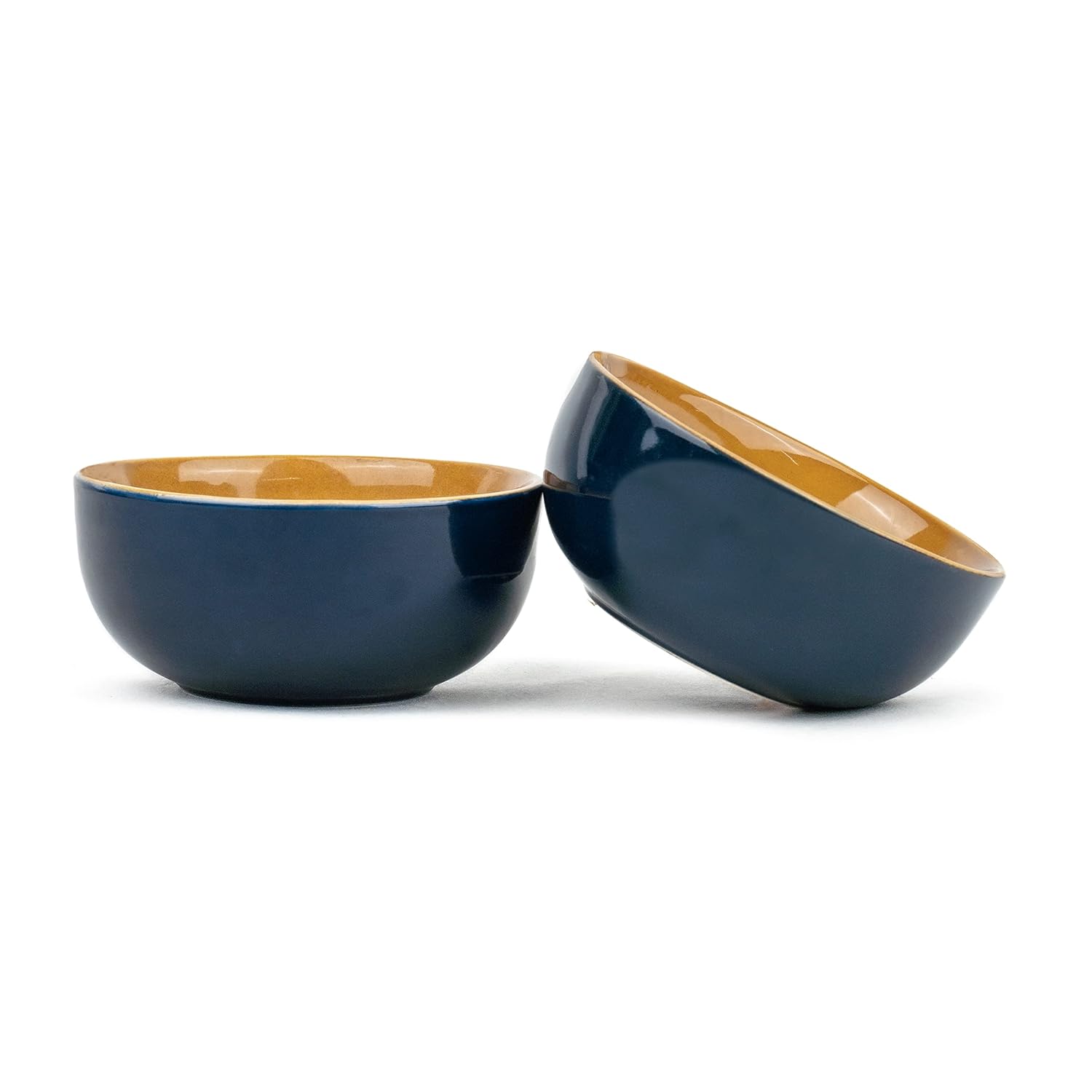 Ceramic Bowl Set Of 4 Pieces For Snacks - 330ml Each, Midnight Blue | Maggie Bowl, Noodle Bowl With Glossy Finish - Premium Stoneware | Microwave Safe & Dishwasher Safe