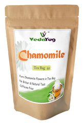 VedaYug Chamomile Herbal Tea - 40 Tea Bags, 52gm, 1.8 Ounce | Rich Flavor & Fragrance, Sleep & Stress Relief Tea - Caffeine Free, No Additives | Use For Ice & Hot Tea