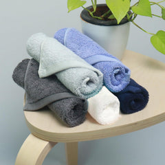 Heelium Bamboo Face Towel 900 Gsm | Ultra Absorbent & Odour-Free 3x Softer Than Cotton Towels | Pack Of 5 -Blue, Grey, Iris, White & Light Grey