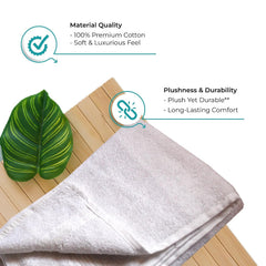 Bhapri Turkish 100% Cotton Luxury Bath Towels 500 Gsm | Lightweight Soft & Absorbent Quick Dry Plush Bathroom Towels (White)