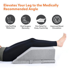 Leg Elevator Pillow, For Pain Relief, Grey, Size - 24 X 20 X 8 Inch | Relieves Leg, Hip & Knee Pain, Ideal For Post | Surgical Recovery - Relieves Discomfort Of Varicose Veins, Adjustable