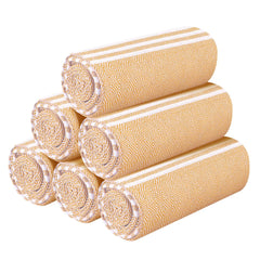 Destin Home Turkish Peshtemal Beach Towels 2 Kg | Cotton Soft, Lightweight, Quick-Drying & Absorbent For Beach Pool Spa Picnic Travel (Yellow)- Set Of 6