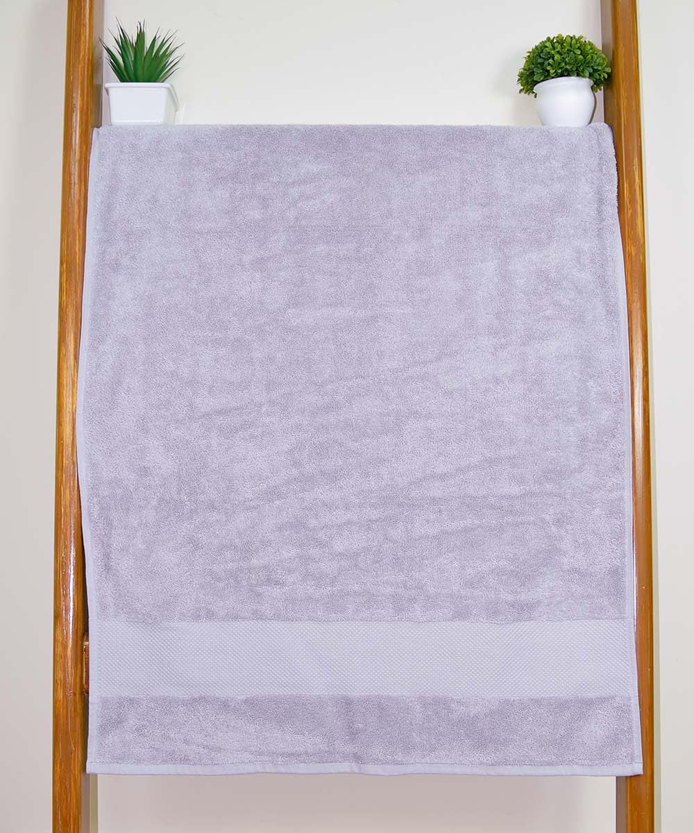Rangoli Soft Absorbent Durable Towels Earthly Egyption Cotton Plush Oversized Large Size Bath Towel 1200 Gsm (Grey)- Pack Of 2