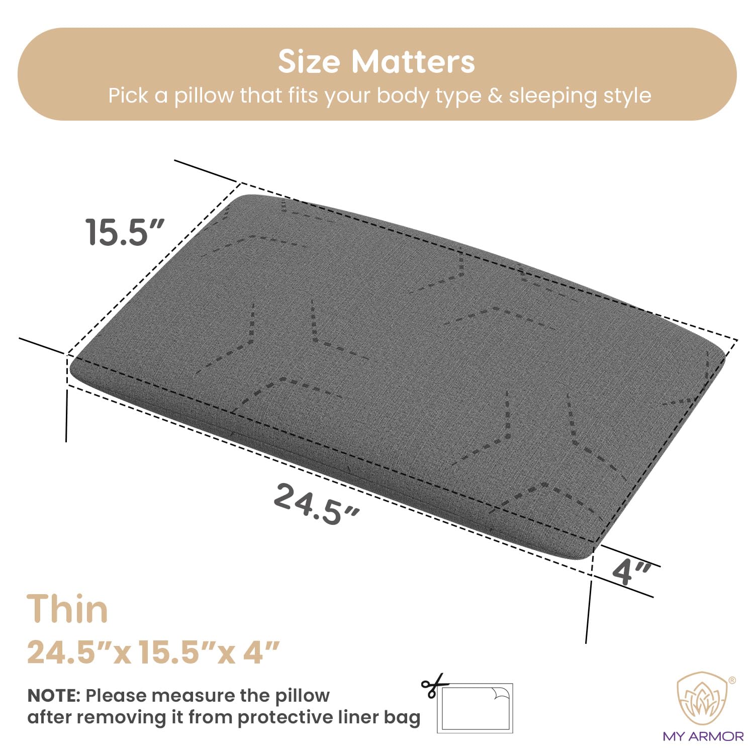 Cooling Gel Memory Foam Pillow For Neck & Shoulder Pain, Thin Size - 4 Inch | Orthopedic Pillow For Sleeping, Washable Grey Pillow Cover | Lightweight, Adjustable - Pack Of 2