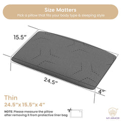 Cooling Gel Memory Foam Pillow For Neck & Shoulder Pain, Thin Size - 4 Inch | Orthopedic Pillow For Sleeping, Washable Grey Pillow Cover | Lightweight, Adjustable - Pack Of 2