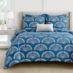 Queen Size Printed Double Bedsheet With Two Pillow Covers For Home | 90 X 100 Inches, Blue & White - Beautiful Bedsheet Set | Perfect For Gifting Wedding, Anniversary