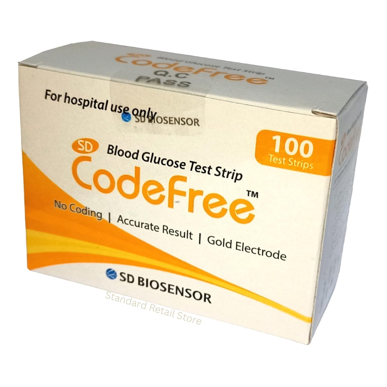 SD Codefree Blood Glucose Test Strips With SD Round Lancet - 100 Test Strips + 100 Lancets