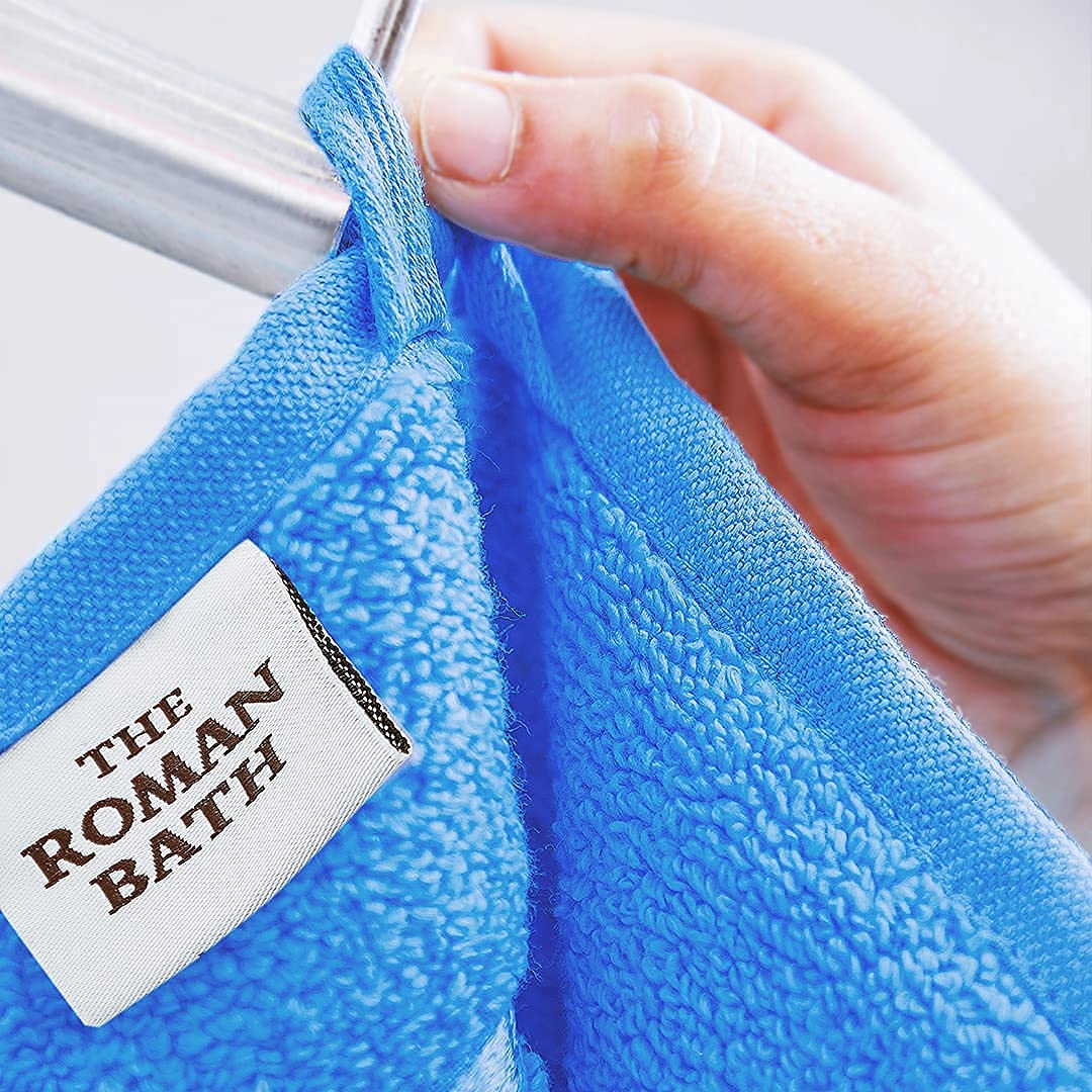 Spread Spain 100% Cotton Hand Towel 600 Gsm | Soft, Fluffy, Super Absorbent & Quick Dry Towels For Pool, Spa & Gym (Blue) -Set Of 2