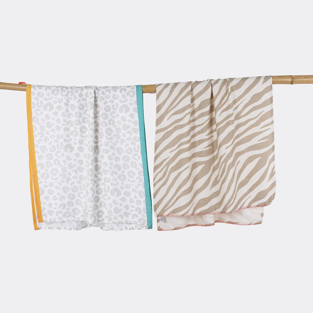 Thirsty Towel Bamboo Bath Towel 460 Gsm | Super Soft & High Absorbency Towels, Light Weight, & Quick Dry Towels (Taupe Tiger, Sassy Leopard) - Pack Of 2