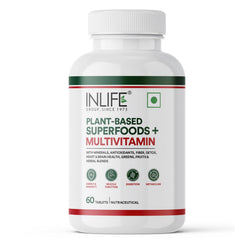 Inlife Plant Based Multivitamin For Men & Women , 75+ Ingredients With Vitamins B12, D3, Superfoods, Greens, Vegetables, Fruits & Herbs For Immuntiy | 60 Tablets , 100gm 0.2lbs