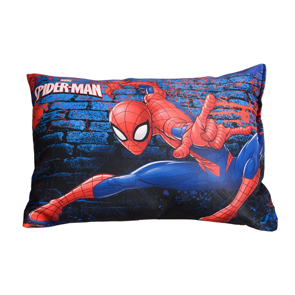 Marvel Spiderman Print Kid's Pillow, Soft Cushion Pillow Filler - 12 X 18 Inch | Sleeping Pillow Filler For Kids | Polyester Kids Pillow For Sleeping & Travel, Navy Blue, Multipurpose Use