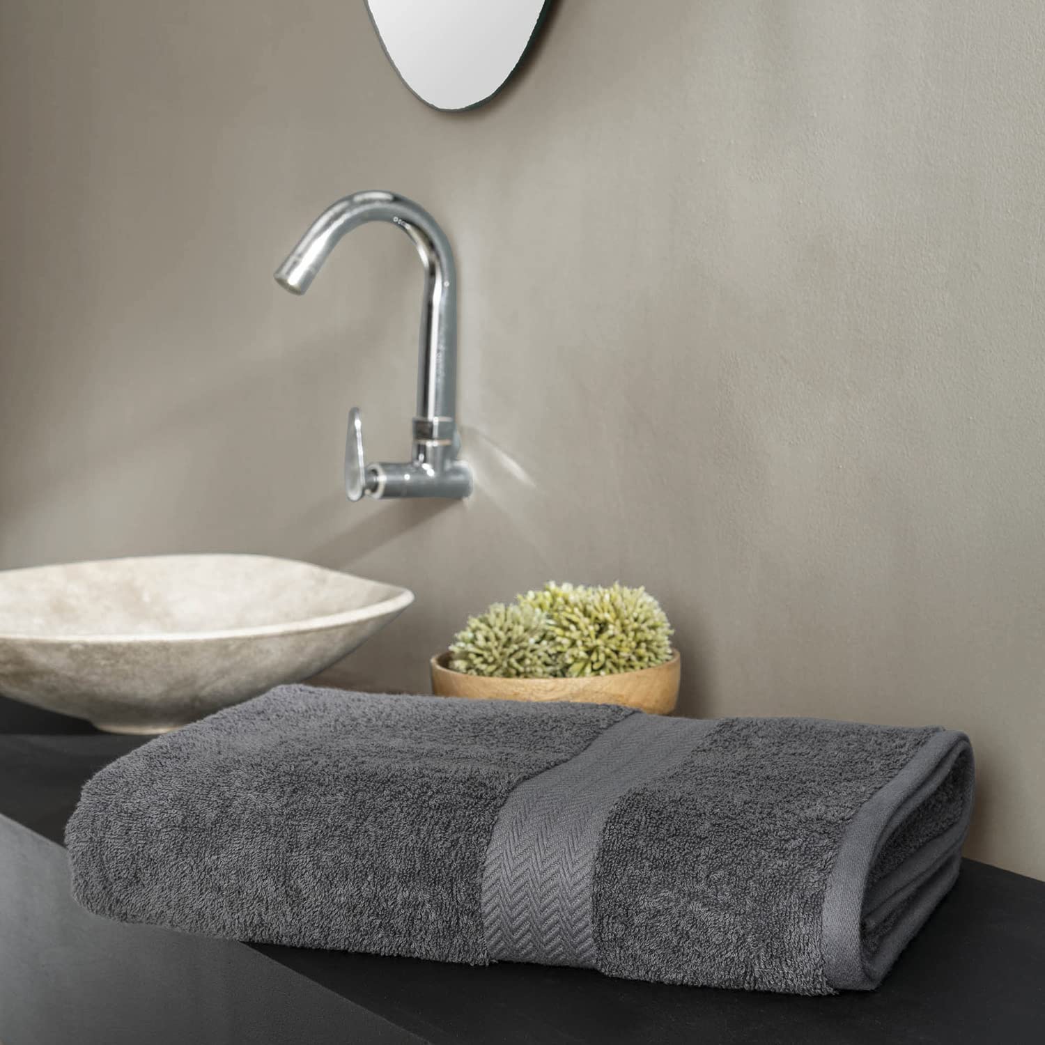 Ddecor Live Beautiful 100% Cotton Bath Towel 500 Gsm | Large Size Bath Towel Soft & Absorbent For Men & Women (Dark Gray)