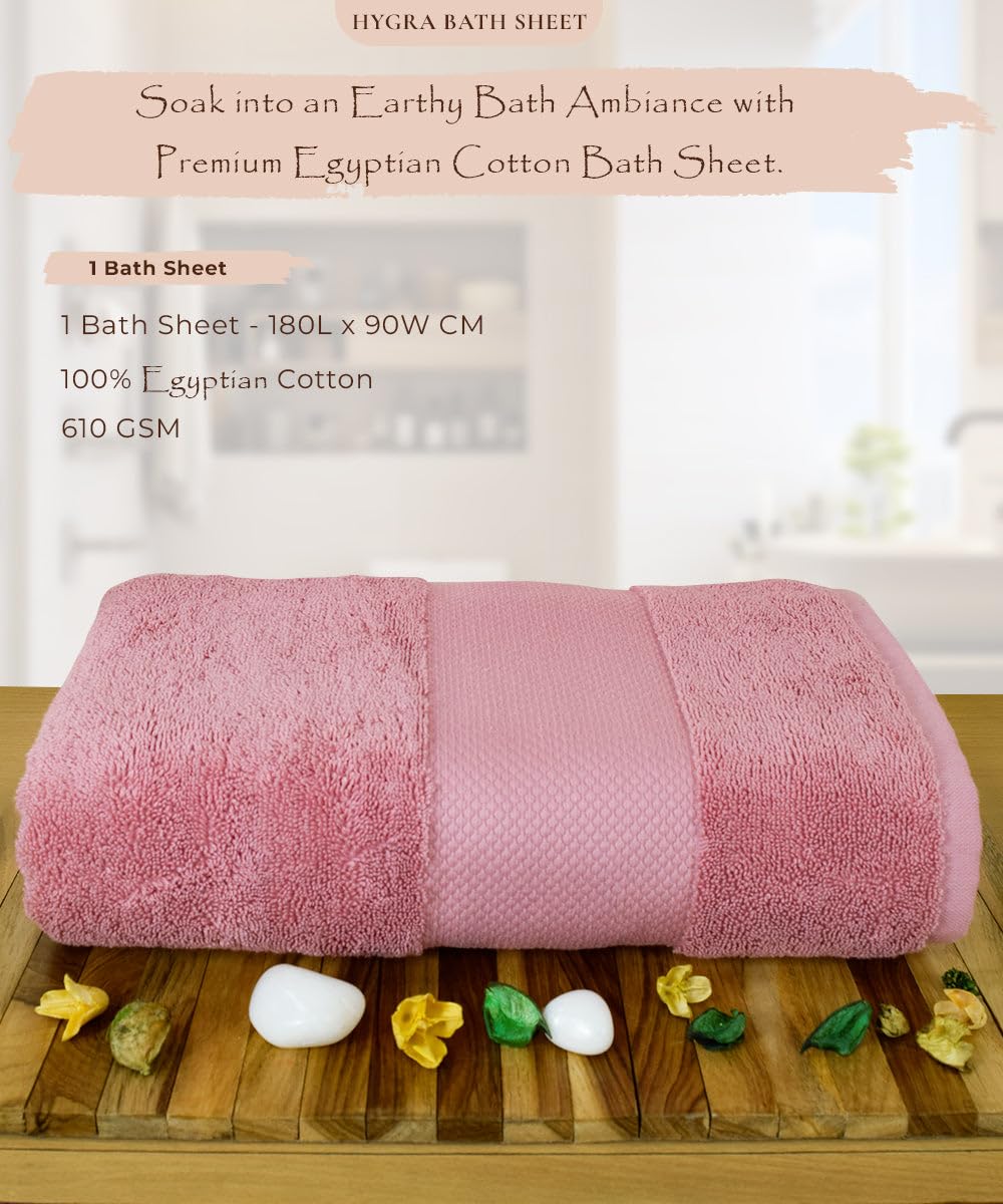 Rangoli Soft Absorbent Durable Towels Earthly Egyption Cotton Plush Oversized Bath Towel 600 Gsm (Peach)