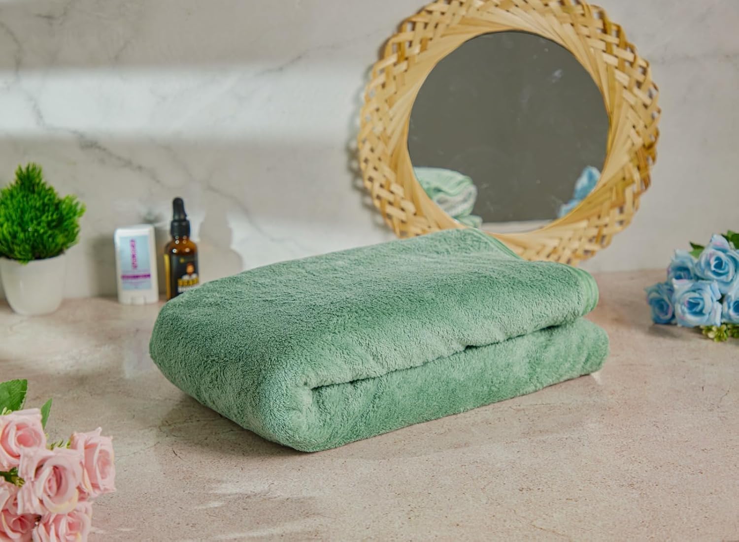 Fezora Microfiber Bath Towel 400 Gsm | Men & Women Large Size Ultra Soft, Quick Dry, Lightweight & Super Absorbent Towel (Firozi)