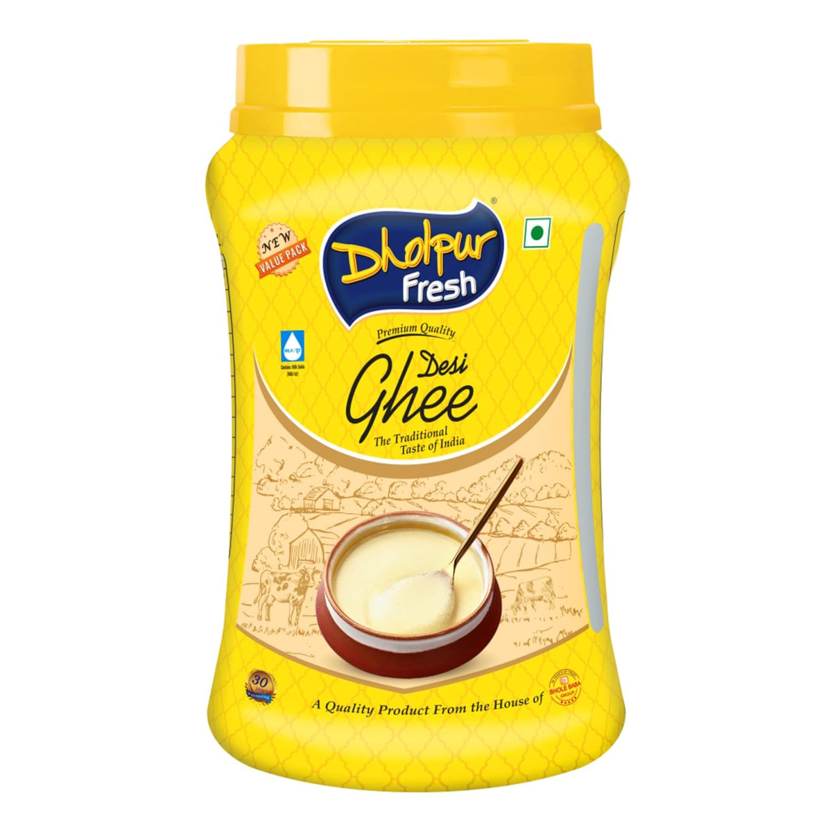 Pure Fresh Desi Ghee By Dholpur Fresh | Delicious & Nutritious Healthy Desi Cow Ghee For Relieves Constipation | (1 Litr) 33.8 Ounce | Jar Pack
