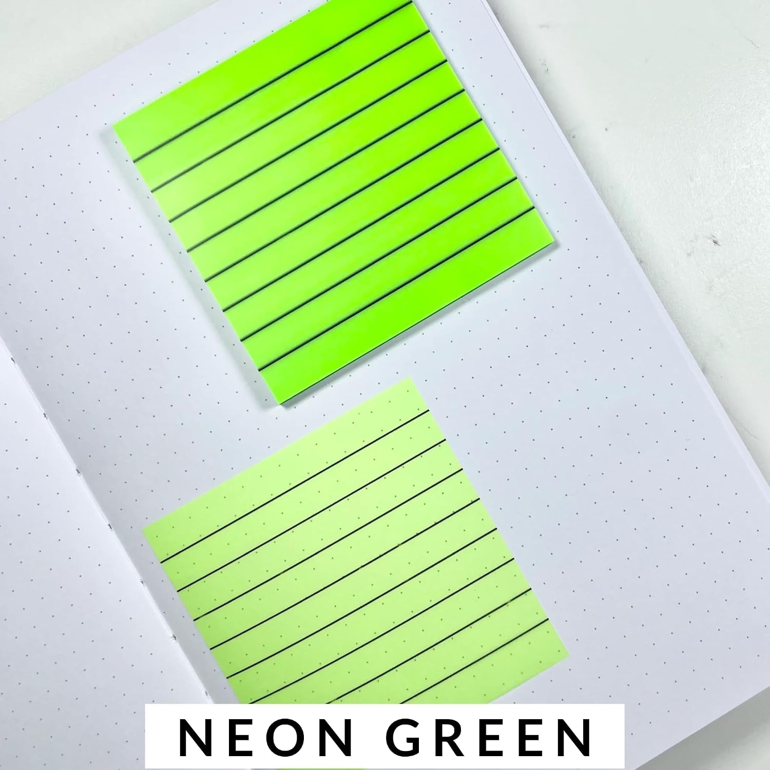 Transparent Sticky Notes, 50 Sheets Self Stick Lined Memos For School, Colors Bright - Green