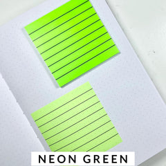50 Sheets Transparent Sticky Notes With Lines | Self Sticky Notes Waterproof Pet Markers | (Green)