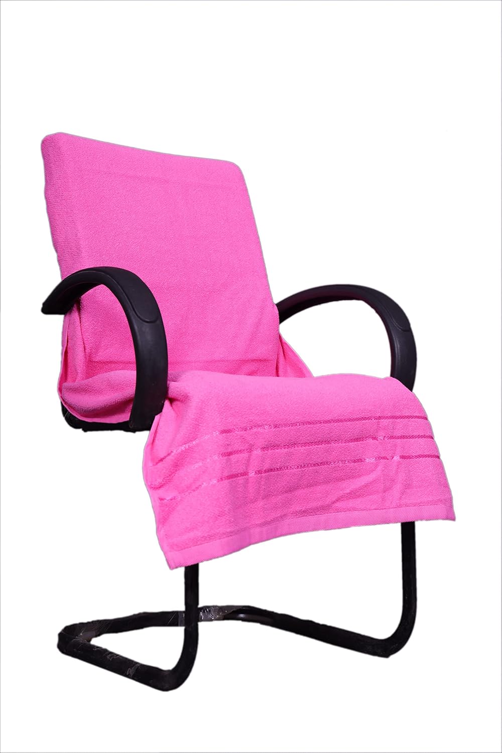 Roman Home Solid Large Luxury All Car Seats & All Office Chair Towel With Tie Knot & Elistick 450 Gsm - (Pink)