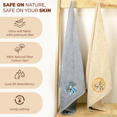 Akiko Home Prima Dream 100% Cotton Bath Towels 900 Gsm | Soft, Absorbent & Durable, Cotton Bath Towel | Pack Of 2 (Beige & Grey)