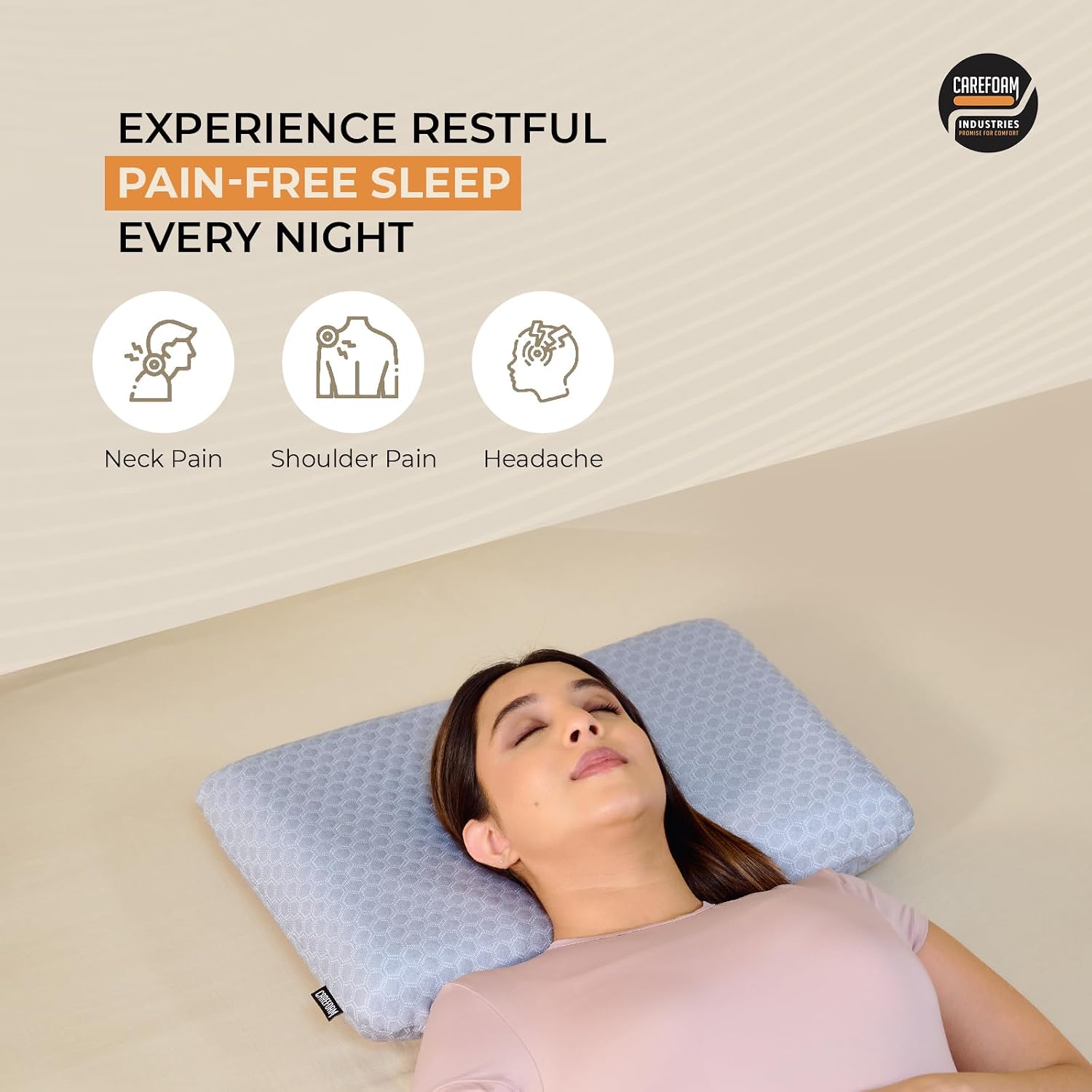 Orthopedic Memory Foam Pillow For Comfortable Sleep, Grey - 20 X 13 X 4 Inch | For Neck & Shoulder Pain Relief With Removable Zipper Grey Jacquard Cover | Back, Stomach Sleepers - Pack Of 2
