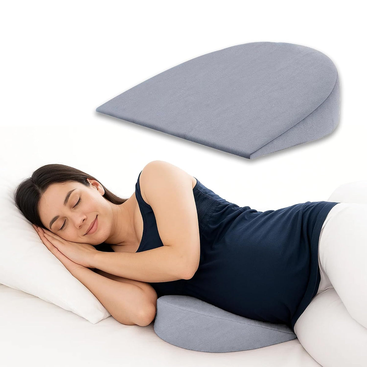 Memory Foam Pregnancy Pillow Wedge For Pregnant Women, Back Support, Grey | Maternity Belly & Back Support Cushion For Sleeping Comfort | Portable, Soft Baby Bump Support Pillow