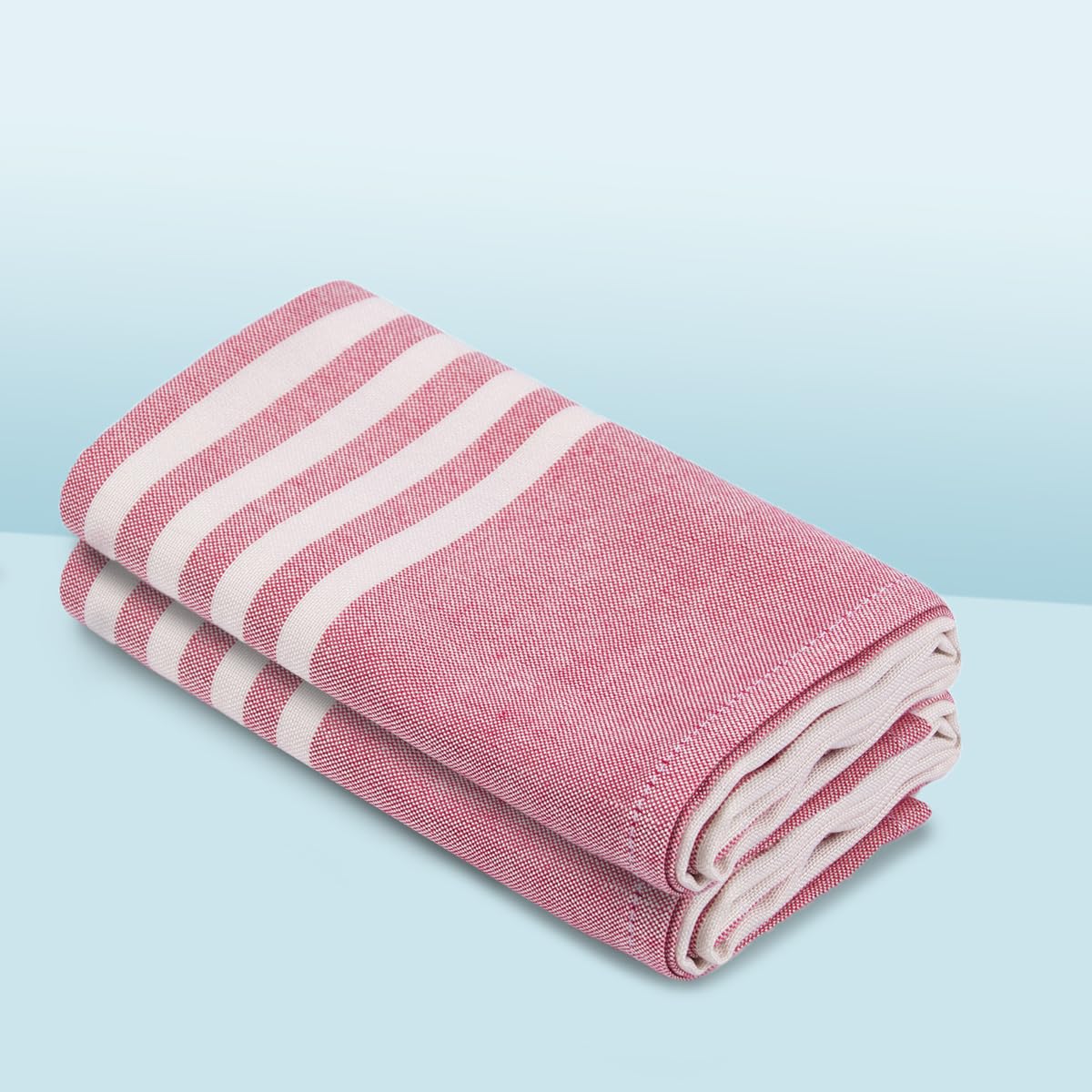 Mush Bamboo Turkish Hand Towels 250 Gsm | 100% Bamboo Gym Towel For Men & Women | Ultra Soft, Absorbent & Quick Dry Towel | Red Stripe (Set Of 2)