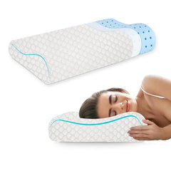 Cooling Foam Cervical Pillow, Memory Foam Pillow For Neck Pain Relief, White | Orthopedic Contour Pillow For Sleeping & Spinal Alignment | Ergonomic Support, Shoulder Pain Relief - Pack Of 1